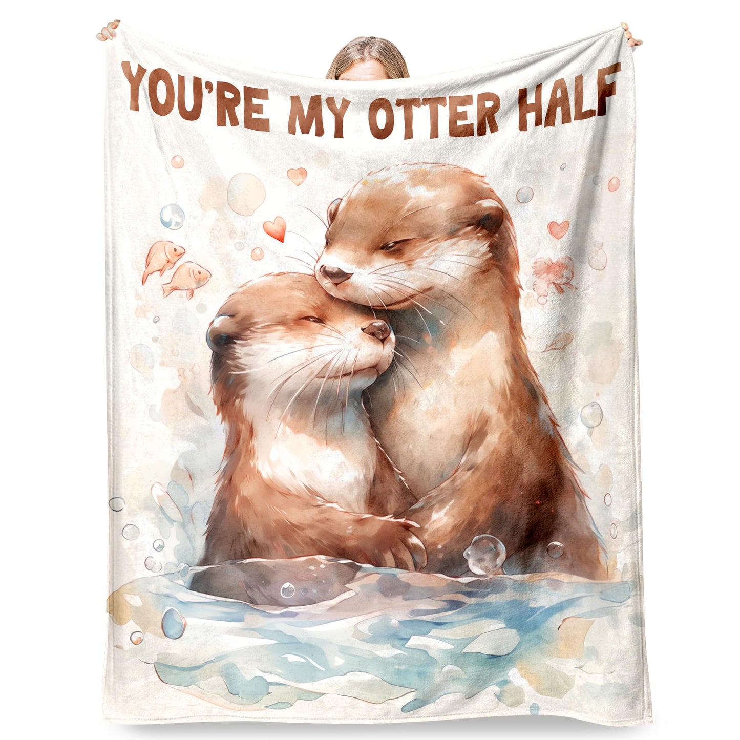 HeartGlint Romantic Gifts for Girlfriend Boyfriend Birthday, I Love You Gifts for Her Him, Soft Flannel Love Otter Blanket, Anniversary Birthday Gifts for Girlfriend Boyfriend Her Him