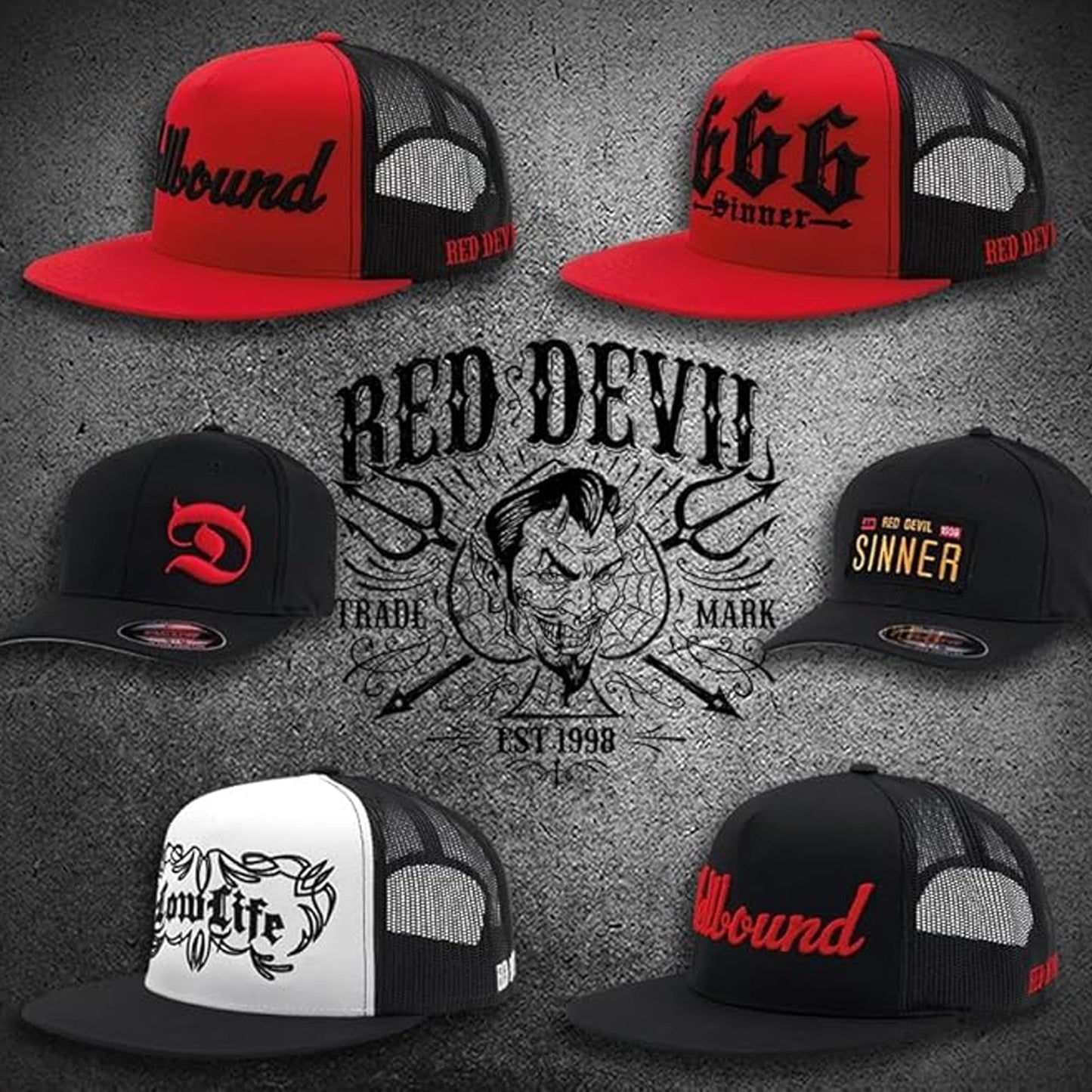 Horned D Flex Fit 6-Panel Men's Cap – Pull-On Baseball Hat with Curved Bill, Embroidery Design, True Fit Streetwear Style for Men, Cotton/Poly/Spandex Blend – (L/XL (7 1/8" - 7 5/8")), Black