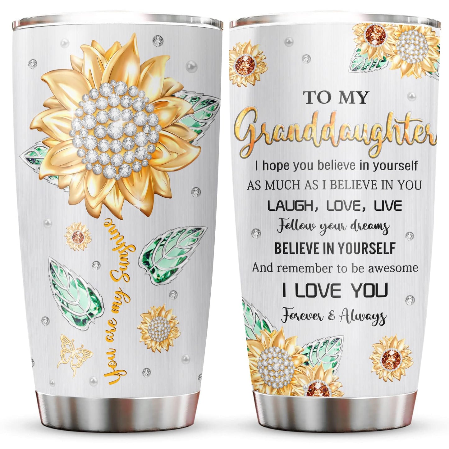 Muilzon Granddaughter Gifts from Grandma/Grandpa Tumblers 20oz - Birthday Christmas Graduation Gifts for Granddaughter - Best Gift Ideas for Granddaughters
