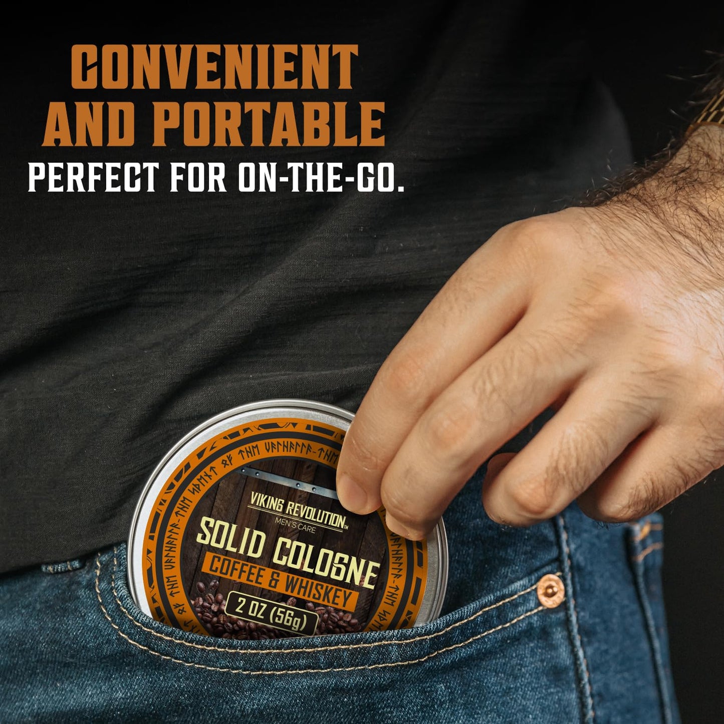 Viking Revolution Coffee Whiskey Mens Solid Cologne Men 2 Oz - Solid Perfume with Coffee and Whiskey Scent for Men - Mens Travel Cologne Wax (1 pack, 2 Oz)
