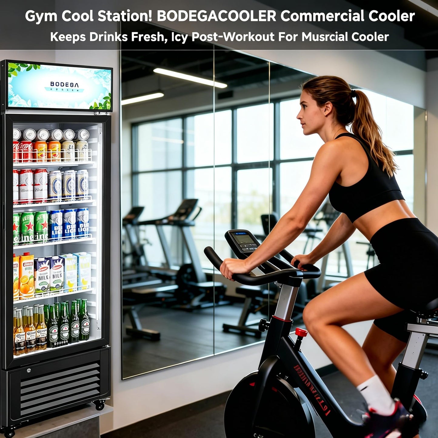 BODEGACOOLER Beverage Refrigerator and Cooler, 10.0 Cu. Ft Commercial Refrigerators For Man Cave, Display Refrigerator with Soft LED Light. 4 Shelves Merchandiser Refrigerators as Black Bar Cooler.