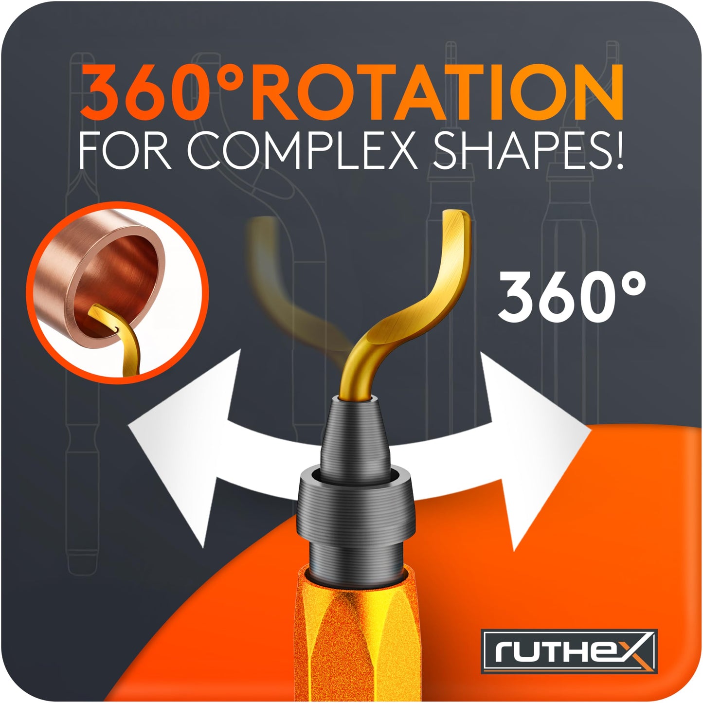 ruthex Deburring Tool (11 Blades) in Metal Box – Manual Debur Tool with Storage in Handle – Ideal Deburring Tool for Metal, Resin, Steel, PVC, 3D Printing – 360° Rotating Blade