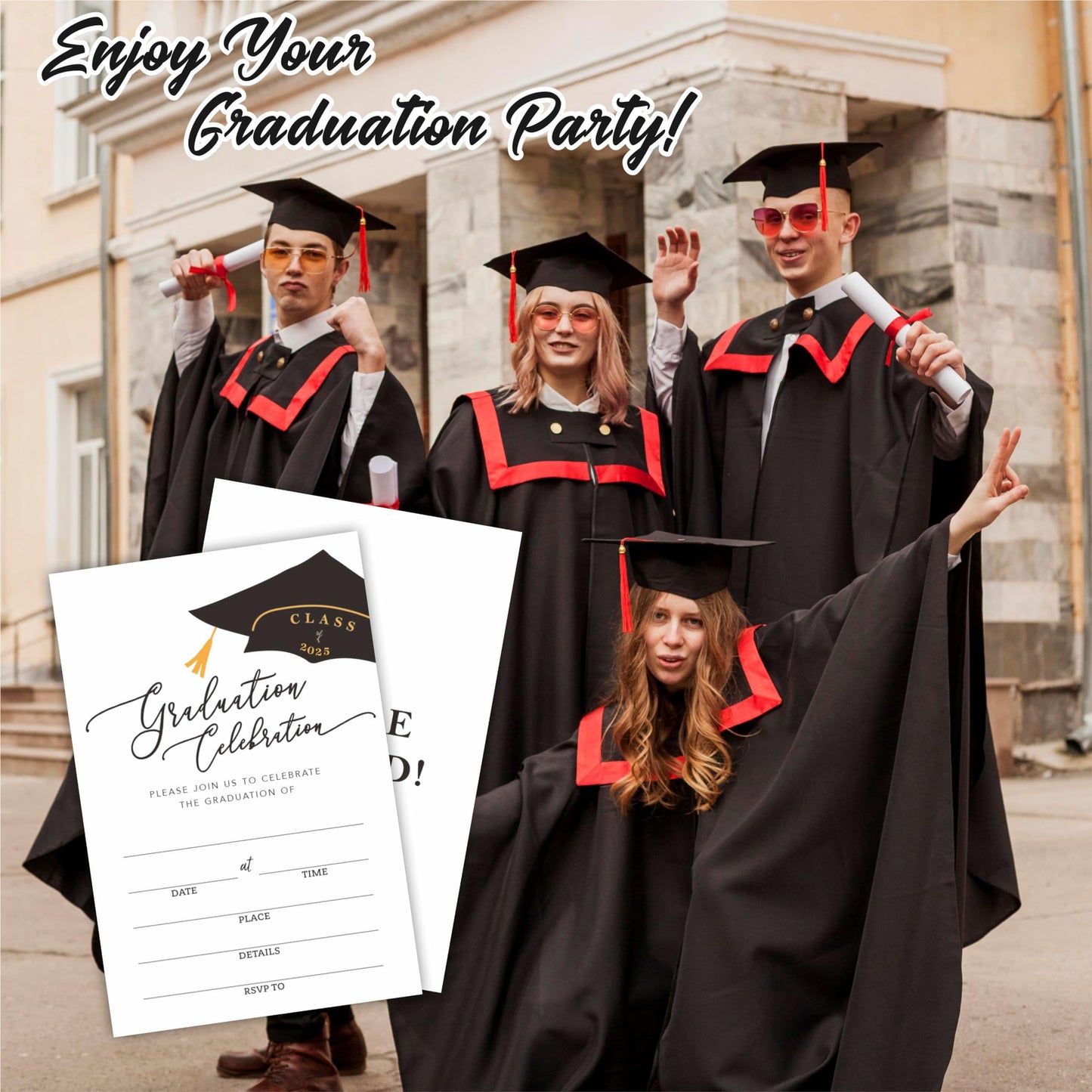 Ketsord 20 Grad Party Invitation Cards With Envelopes - Graduation Celebration - Class Of 2025 Double Sided Fill In Style Graduation Invites, Party Favor & Supplies - A05