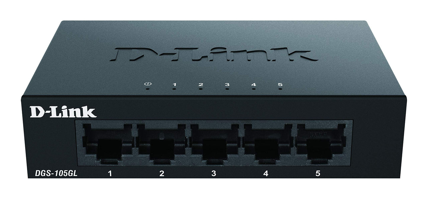 D-Link Dgs-105Gl, Ethernet Switch, 5 Port Gigabit Unmanaged Desktop Plug And Play Sturdy Metal Housing Fanless Design Eee