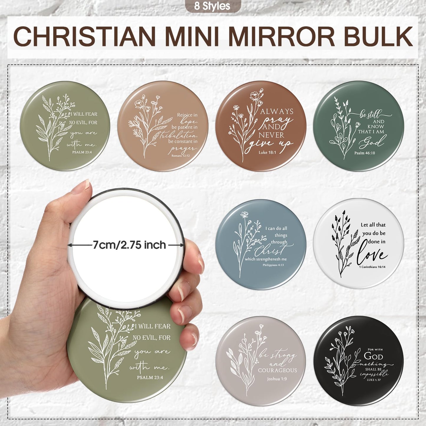 Fumete Christian Gift for Women Sunday School Teacher Grandparents Flower Makeup Bag Bible Verse Glass Coffee Cup with Bamboo Li