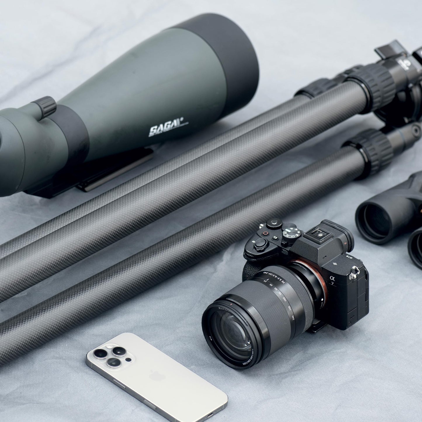 FANAUE ST-65 Carbon Fiber Tripod for Hunting with Arca Swiss QR Plate, Camera Tripod Stand for Photography, 360 Rotate Ball Head Adapter, Rifle Rest Saddle Mount
