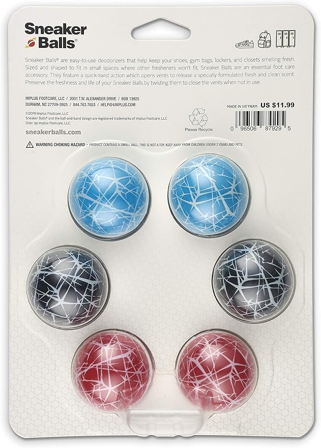 Sneaker Balls Odor-Fighting Shoe Fresheners, Eliminates Unpleasant Smells, Perfect For Sneakers, Gym Bags, Gear Bags, Drawers, Lockers, And More!, Scratch, 6 Pack