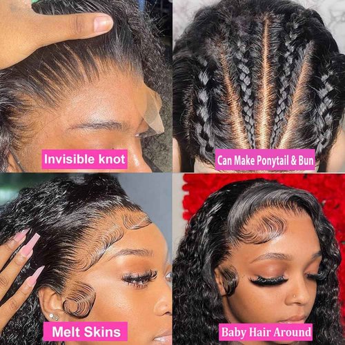PXTPXT 360 Lace Front Wigs Human Hair Pre Plucked Deep Wave Lace Front Wigs Human Hair Wigs for Black Women with Baby Hair Natural Hairline Deep Culy 360 Full Lace Wigs 22 Inch