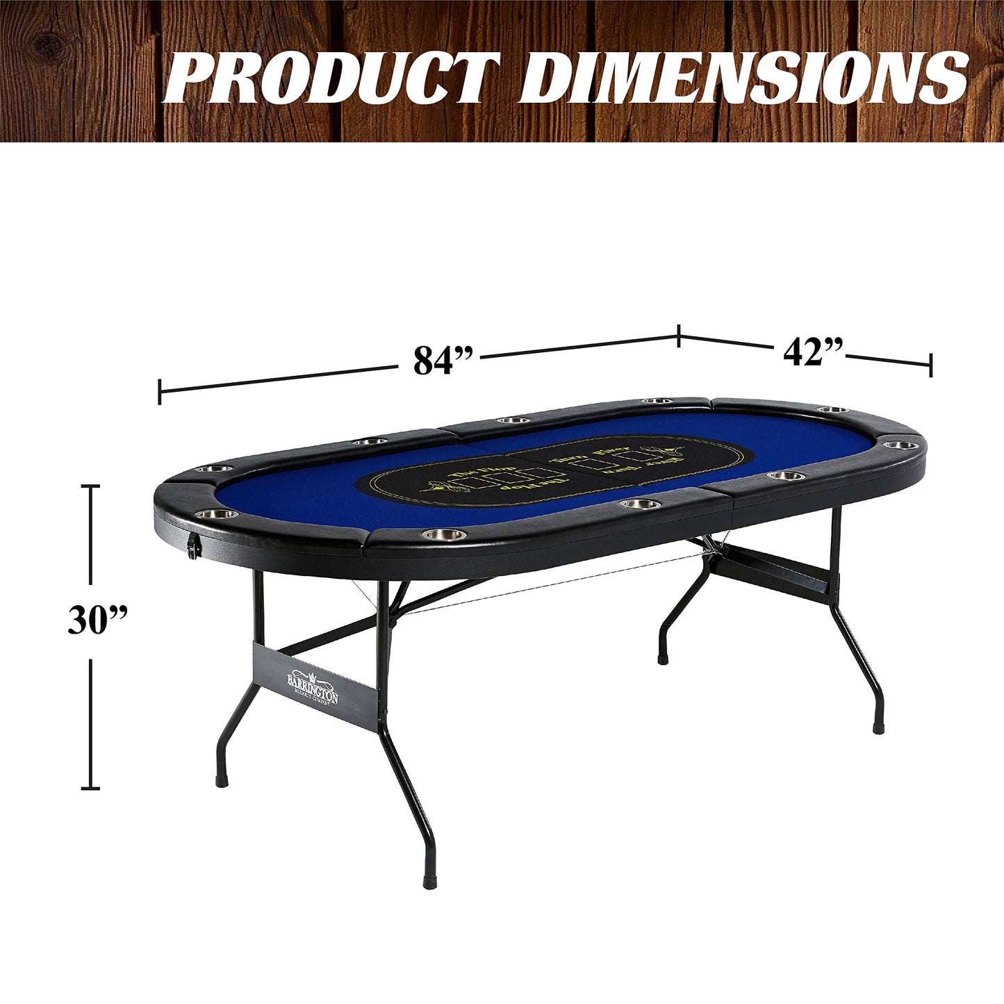 Barrington 10 Player Poker Multiple Styles Folding Poker Table & Poker Table Top/Dining Table Collection, Durable Padded Rail Tables with Felt Playing Surface, Perfect for Texas Holdem Games