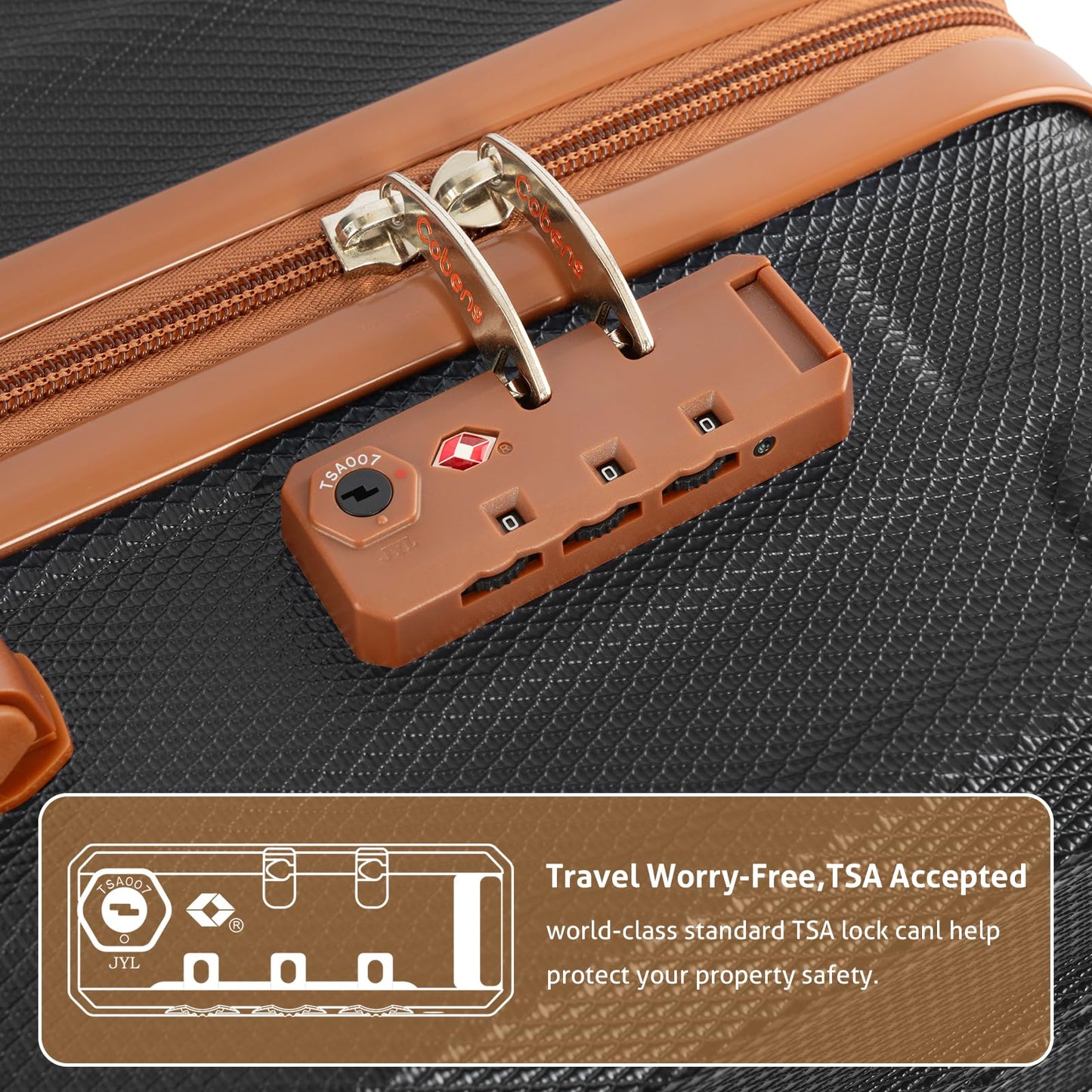 Cobens Luggage Sets 5 Piece Suitcase with Wheels，ABS Hard Case Luggage with Detachable Spinner Wheels，Carry on Luggage Set with TSA Lock （20/24/28 Inch