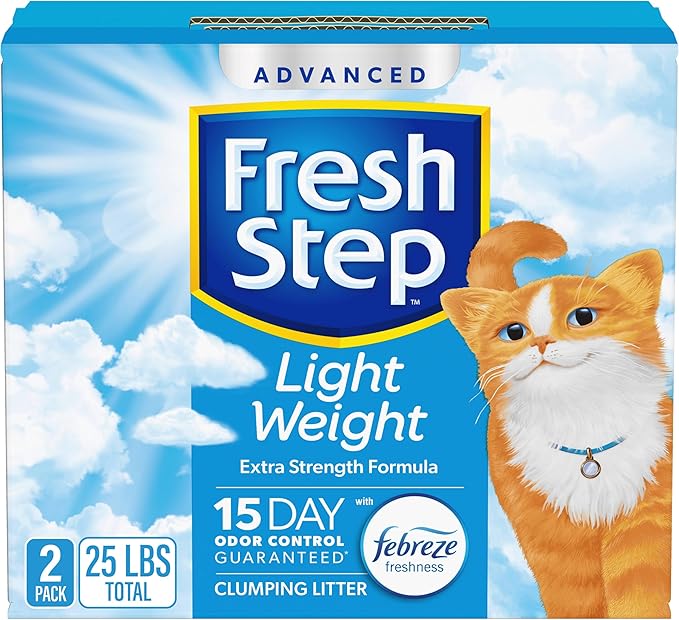 Fresh Step Light Weight Advanced Extreme Cat Litter with Febreze Freshness, Extra Strength Formula Clumping Litter, 25 lb...