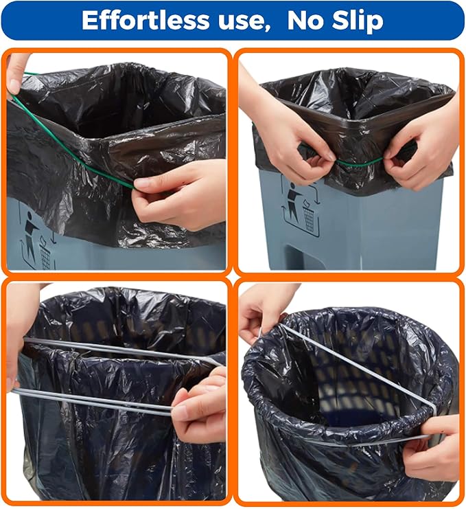 Trash Can Rubber Bands Fit 8 to 32 Gallon Cans, Hongmed Garbage Elastic Bands for Kitchen/Office/Garage, Trash Bag Holder Straps Set of 3 in Black, Blue, and Green