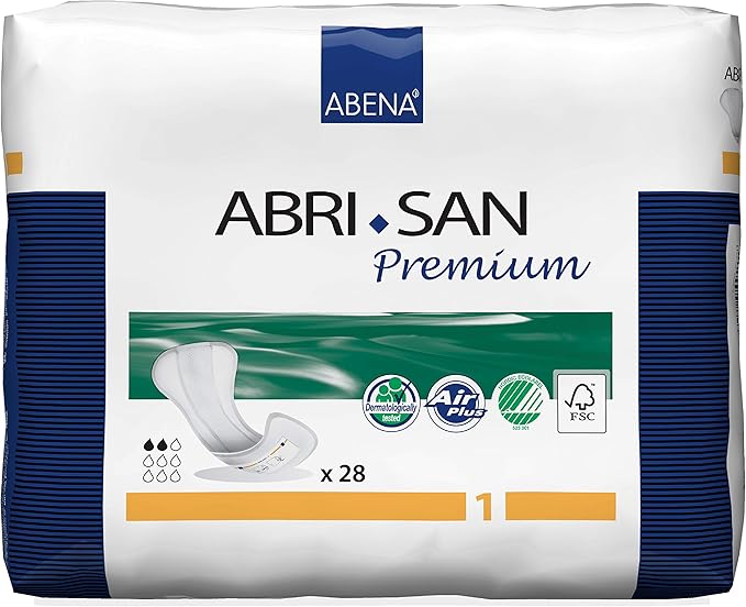 Abena Abri-San Premium Incontinence Pads, Light Absorbency, (Sizes 1 To 3A) Size 1, 28 Count