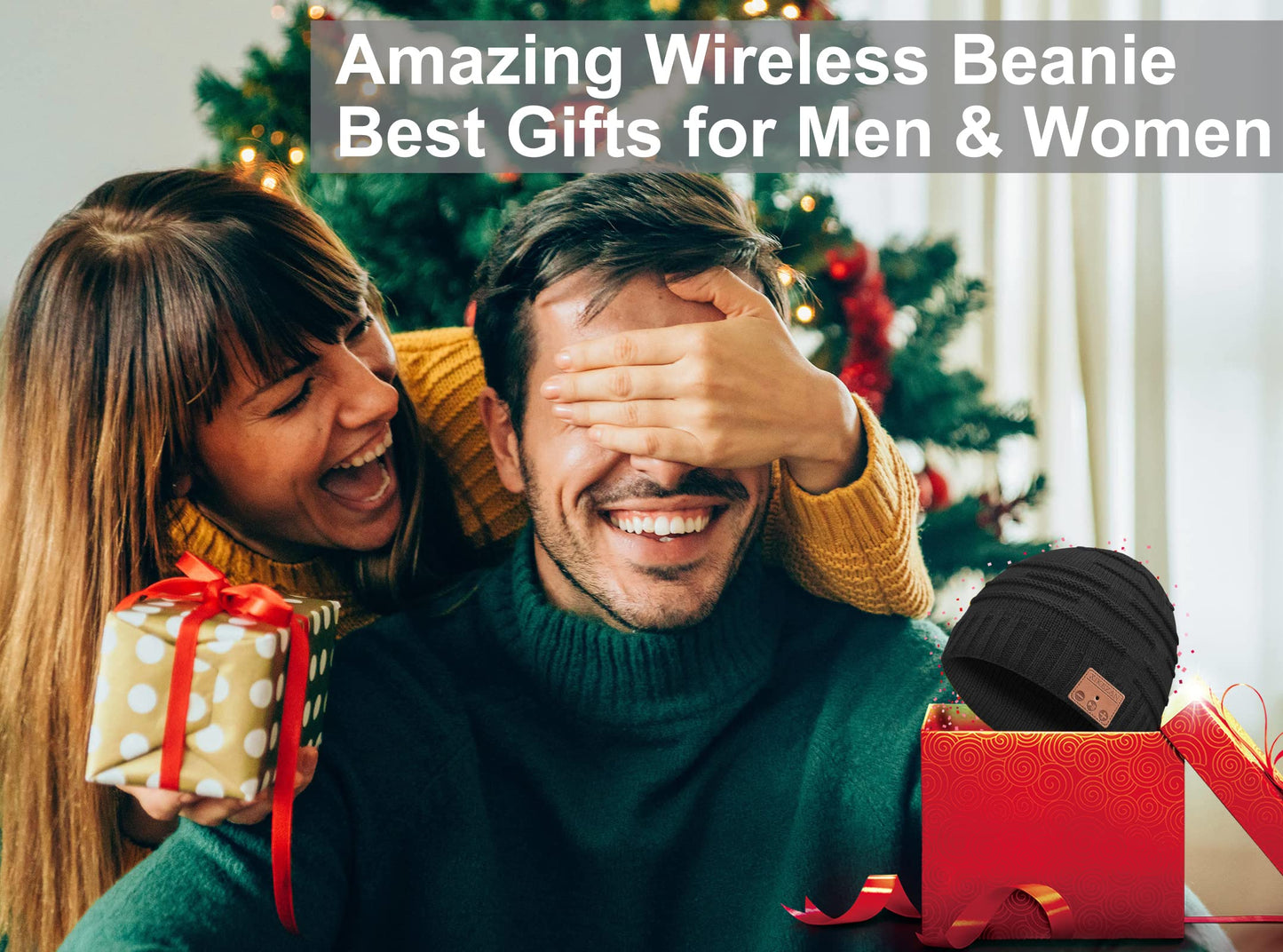 Wireless Beanie Hat,Unique Christmas Tech Gifts for Boyfriend Husband Him Men Women Teen Boys Girls Teenage Stocking Stuffers Friend Birthday Gifts