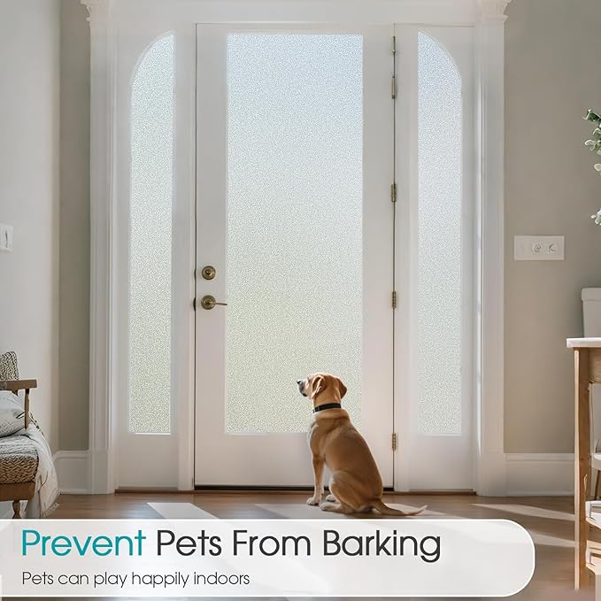 Coavas Window Privacy Film Frosted Glass Static Clings, Decorative Bathroom Door Window Covers Day and Night, Heat UV Blocking Anti-Glare Frosting Stickers for Christmas, 29.5 x 157.5 Inch, Pure