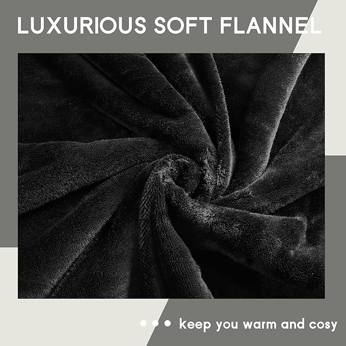 Heated Blanket Electric Throw Size 50''x60'' with 5 Heating Levels, 3 Hour Auto Shut Off, Machine Washable, Flannel & Sherpa Double-Sided Soft Warming Blanket for Couch, Bed, Office - Black