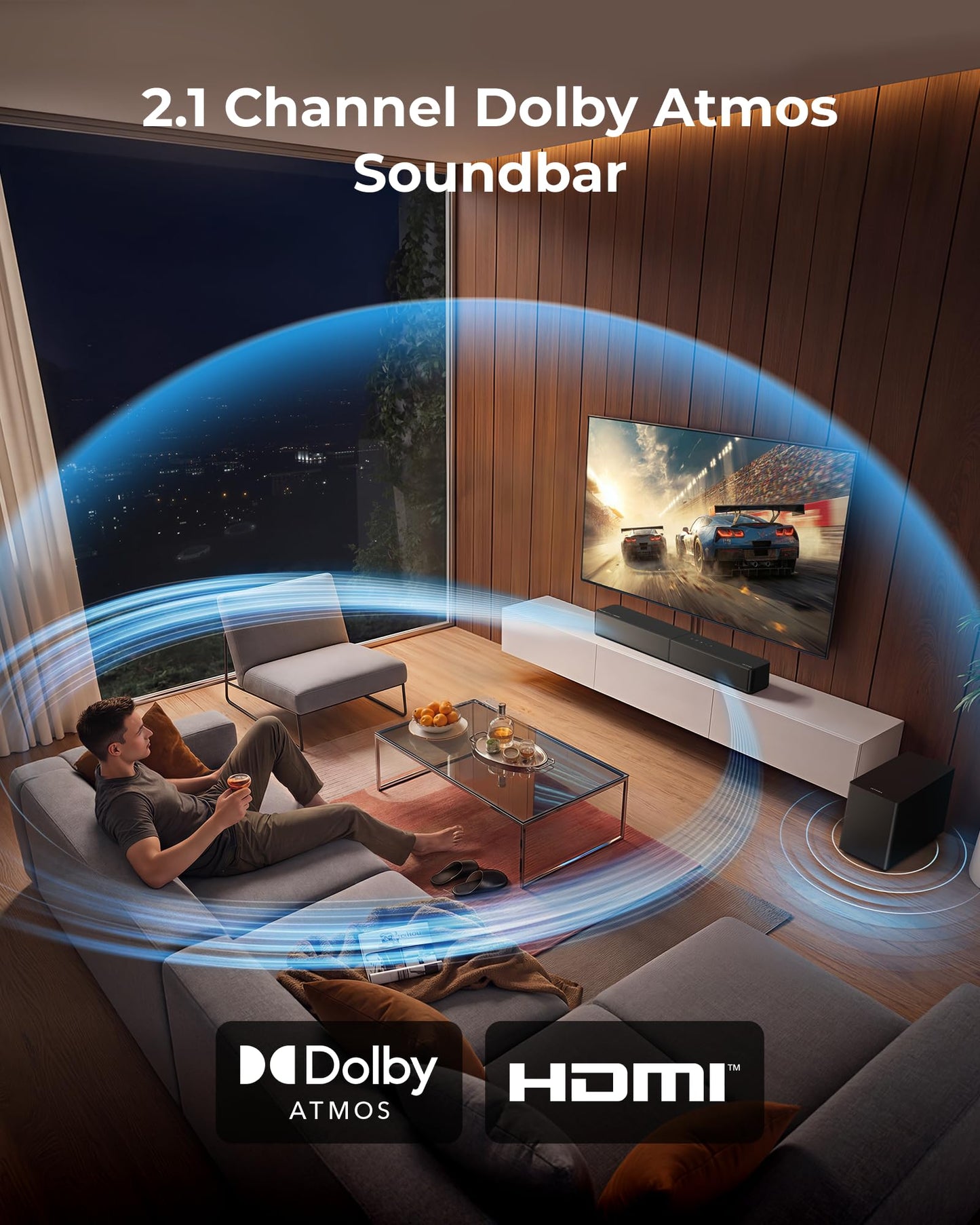 ULTIMEA Sound Bar with Wireless Subwoofer, Dolby Atmos, VoiceMX, BassMX, 240W Peak Power, 2.1ch Soundbar for Smart TV, App Control, HDMI eARC, Optical, Bluetooth 6.0, Poseidon M40, 2026 Model