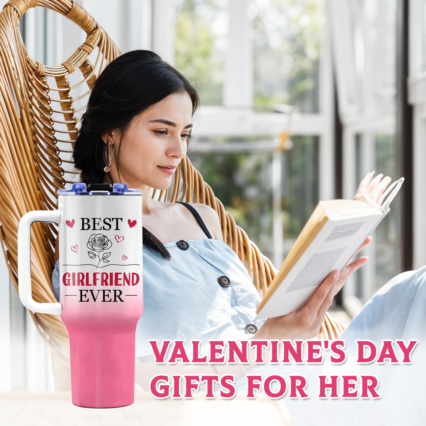 TNASURHUS Birthday Gifts for Girlfriend, 40 Oz Tumbler with Handle, Christmas Valentine's Day Girlfriend Gift for Women, Couple Gifts, Anniversary, I Love You Gifts for Her