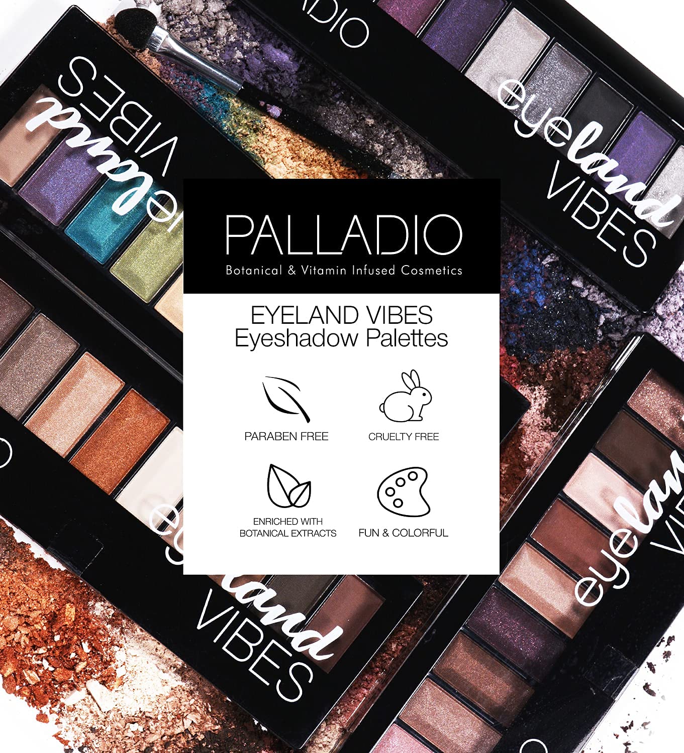 Palladio Eyeland Vibes, Escape to the Tropics, 10 Count Eyeshadow Palette, Seductive Nudes to Vibrant Hues, Complimentary Shades