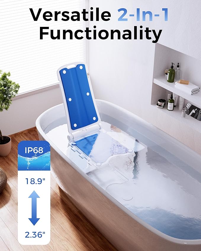PPOLB Electric Chair Lift - Floor Lift for Elderly Falls, Support Up to 308 LB, IPX8 Waterproof Bath Lift, Foldable & Wireless Rechargeable Design, Quick-Rise Assist for Elderly & Disabled