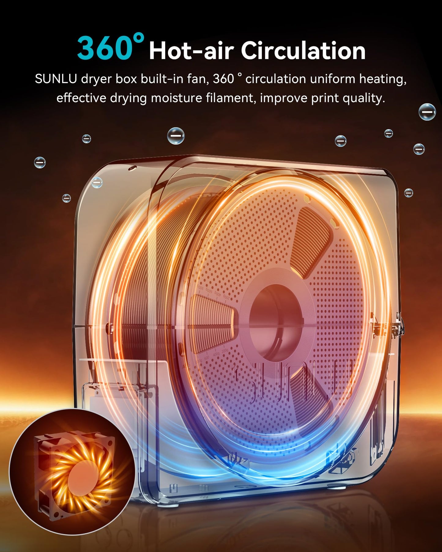 SUNLU Official Filament Dryer S1 Plus, Built-in Circulation Fan, 3D Printer Filament Drying Box and Storage Box fo PLA PETG ABS Filament 1.75 2.85 3.00mm, S1 Plus White