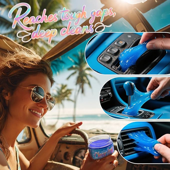 ASFSKY Car Cleaning Gel (Blue,Blueberry) Cleaning Putty Universal Dust Cleaning Car Interior Cleaner Keyboard Dust Remover Car Slime Gifts for Men Women Girl Christmas Stocking Stuffers（1 Pack）
