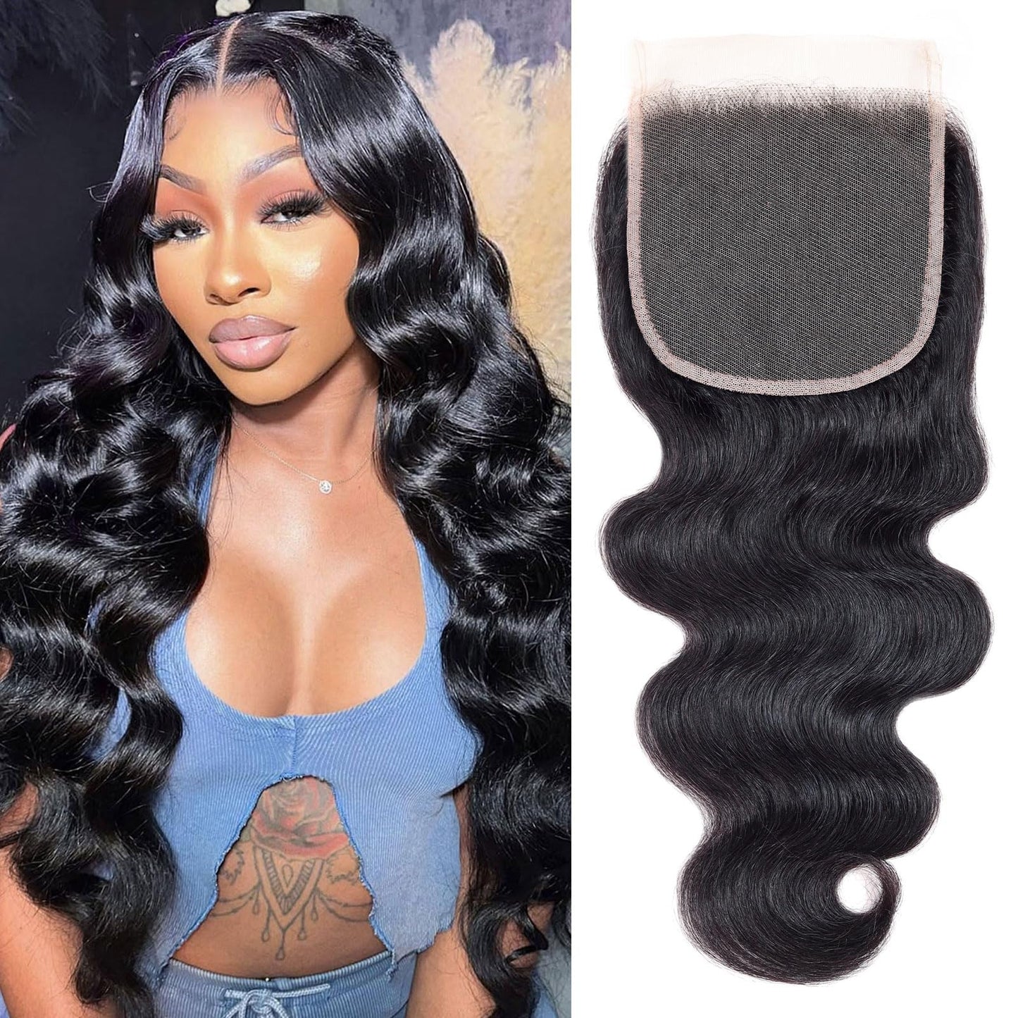 Omswet Body Wave Closure Human Hair 5x5 HD Lace Closure Human Hair Closures for Black Women Pre Plucked Natural Hairline SKINLIK