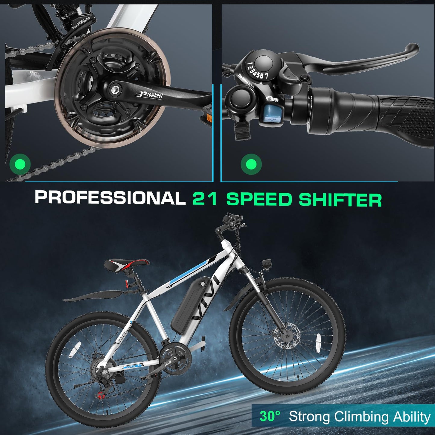 Vivi Electric Bike for Adults, 749W Ebike 26" Electric Mountain Bike, 19.8MPH Adult Electric Bicycles Commuter Ebike with 48V Battery, Up to 50 Miles, 21 Speed, SGS Certified to UL2849