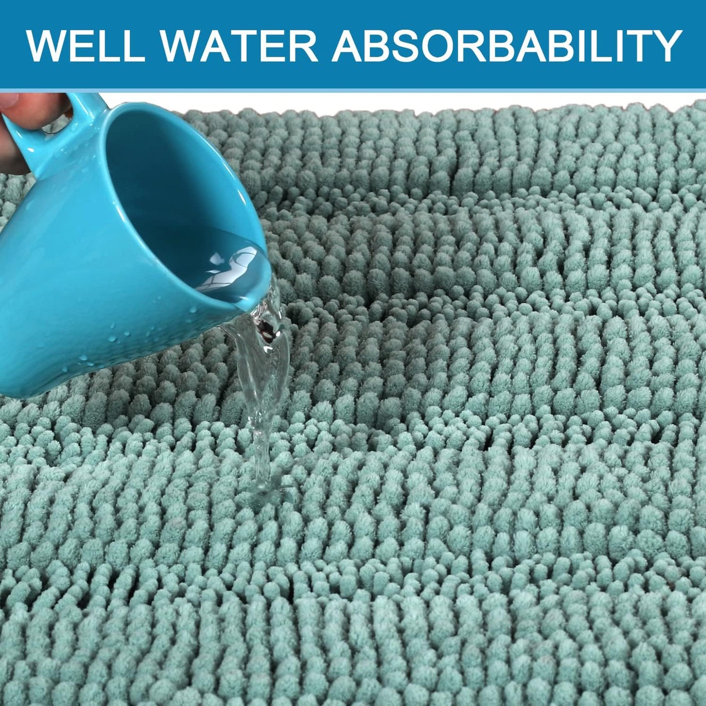 H.VERSAILTEX Bathroom Rugs Bath Mat Runner Rug Non Slip Kitchen Rug Extra Long Bath Rug Runners Oversized 59" x 20" Absorbent Washable Dry Fast Plush Area Rug for Bathroom/Bedroom - Eggshell Blue