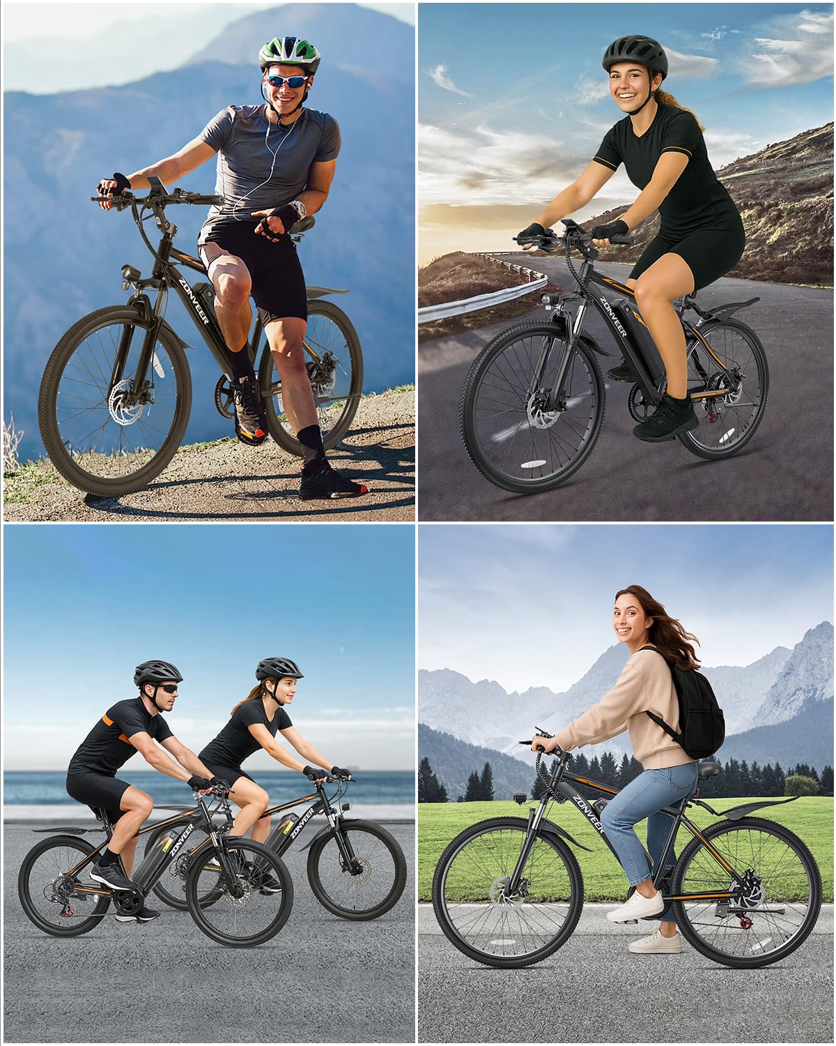 zonveer Electric Bike for Adults with 26'' Peak 500W Brushless Motor Ebike, 20MPH 40Miles Commuting Electric Mountain Bike with 360Wh Removable Battery, 7-Speed, 3 Level Assist