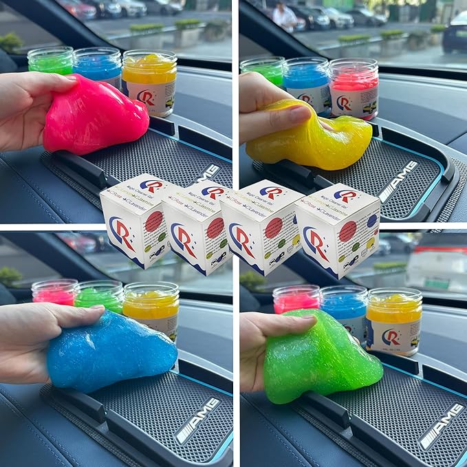 12-Pack Car Cleaning Gels Car Interior Cleaner Putty Slime Auto Detailing Tools Universal Dust Removal Cleaning Kit for Car Accessories Vents 3C Office Scented Stocking Stuffers Gifts