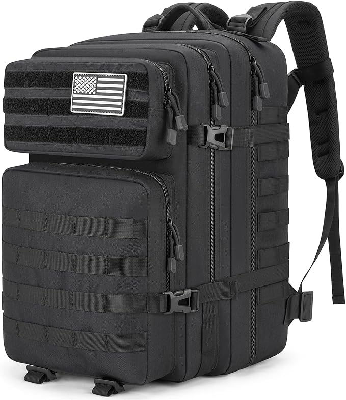 Tactical Backpack 45L Army Military Rucksack, Water Resistant MOLLE EDC Pack, Large 3 Day Bug Out Bag for Men & Women, Dur...