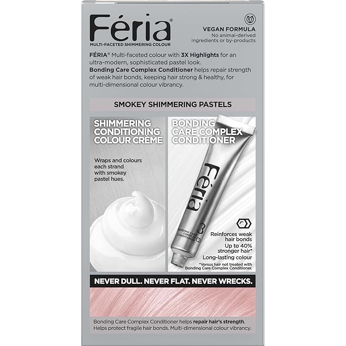 L'Oreal Paris Feria Multi-Faceted Shimmering Permanent Hair Color, P2 Rosy Blush (Smokey Pink) (Pack of 2)