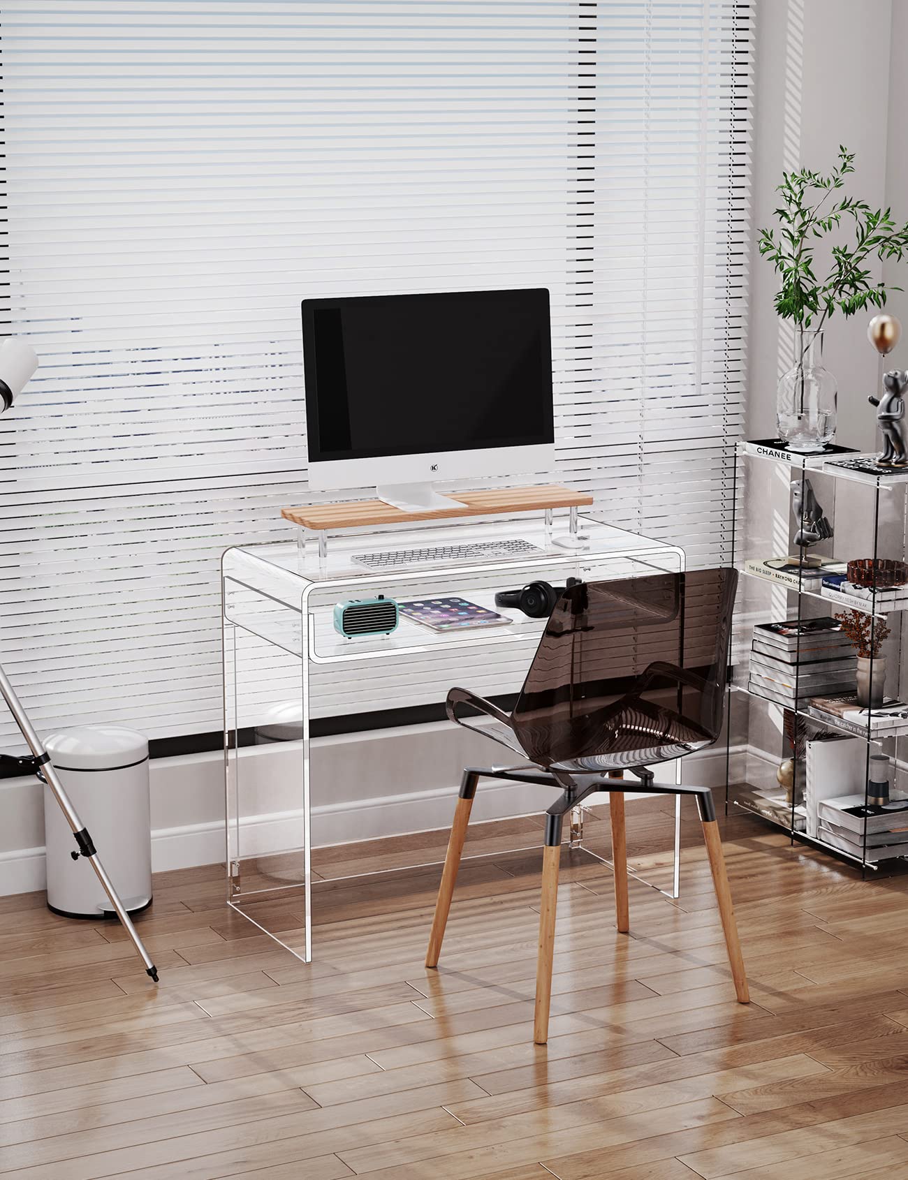 solaround Acrylic Desk Laptop Study Table Home Office Console Table Entrance Tables, 33.5'' x 15.7'' x 29.5'' (Clear)