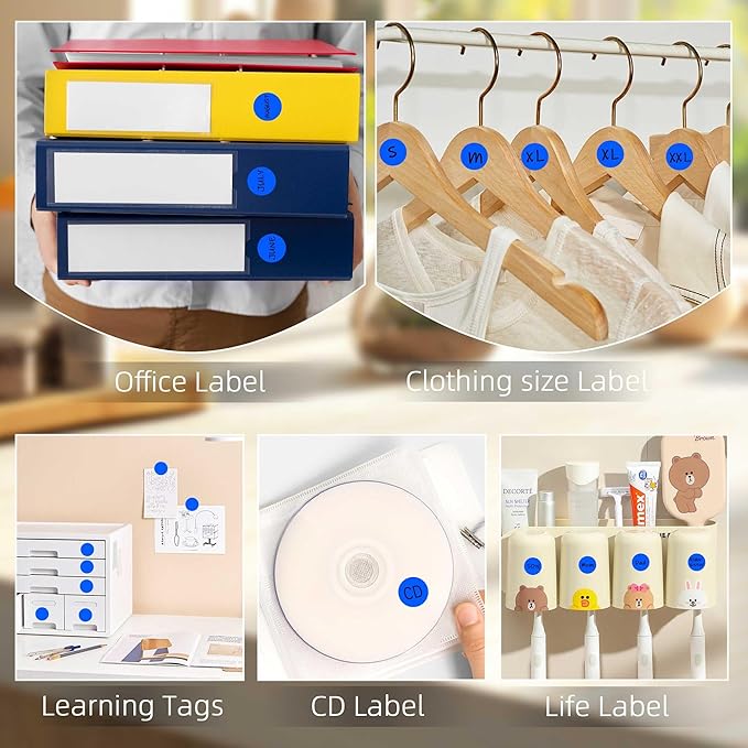 0.75 Inch Multi - Purpose Removable Labels,1000 PCS 3/4" Blue Dots for Classroom, Papers, Market, Price Tags, and Library Book Labels. Non - Printable Round Colored Stickers
