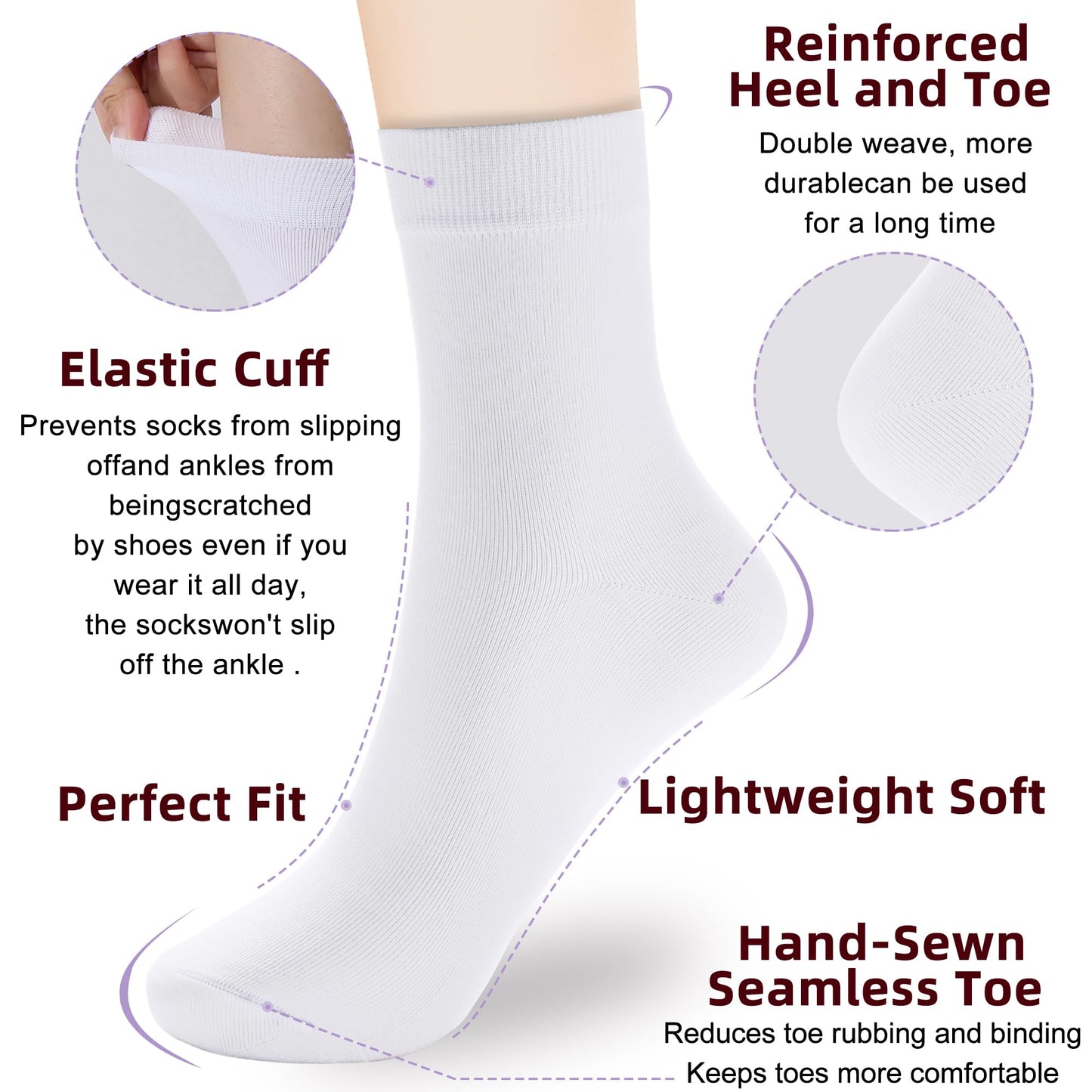Corlap Women's Thin Above Ankle Socks - 6Pairs Cotton Casual Bootie Dress Crew Socks-Gift Box