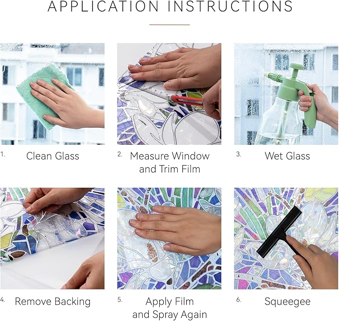 DKTIE Magnolia Pattern Stained Glass Window Film Floral Decorative Window Privacy Film with Rainbow Effect Front Door Bathroom Room Decor (S677, 17.7in X 78.7in)