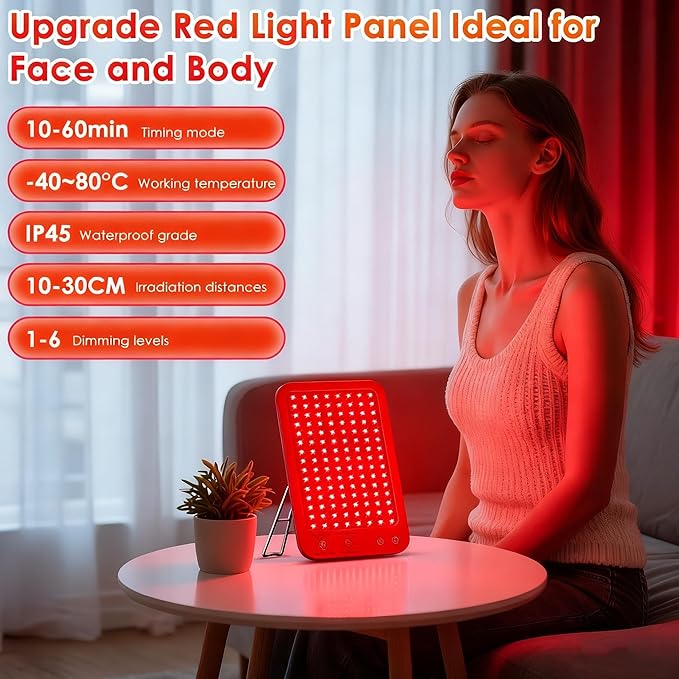 Red Light Therapy for Face, Portable Infrared Red Light Panel with 660nm Red Light and 850nm Near Infrared 3 Modes, 6 Adjustable Brightness and Timer, Home and Travel Beauty Wellness (red)
