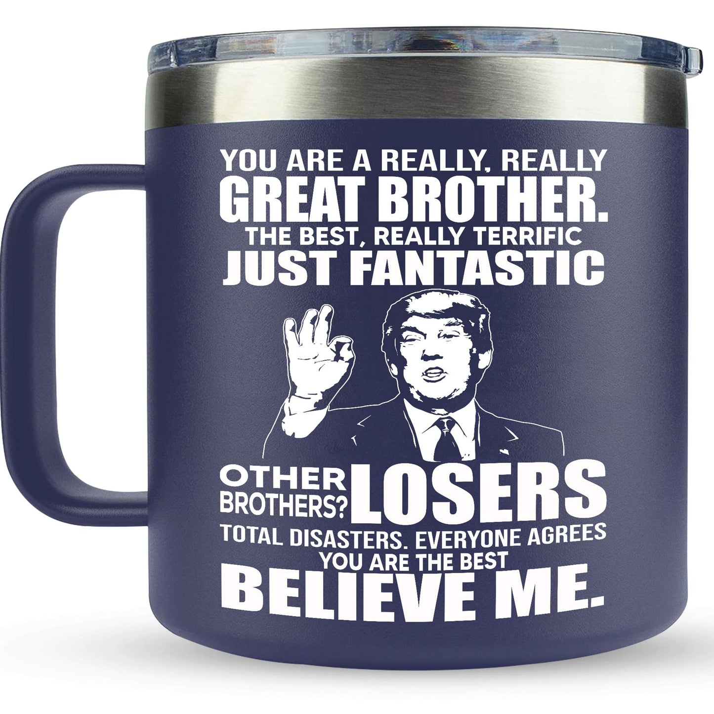 VIWIS Gifts For Brother From Sister, Bro - Father's Day Gifts, Best Birthday Gift For Big, Little Brother, Siblings, Brothers In Law - Funny Gag gifts For Men - 14 Oz Coffee Mug