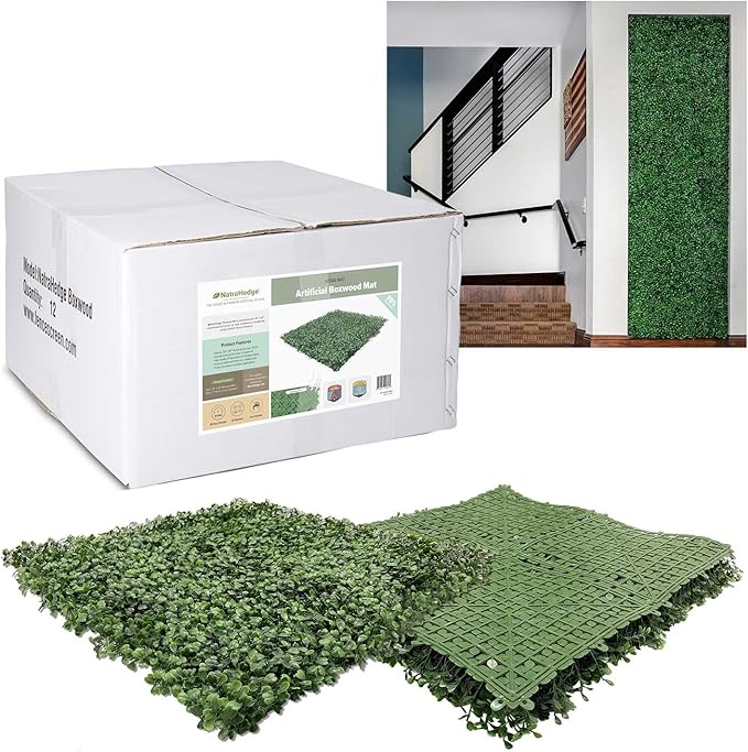 NatraHedge Artificial Boxwood Hedge Mat 20"x 20" Panels (12 Pack)
