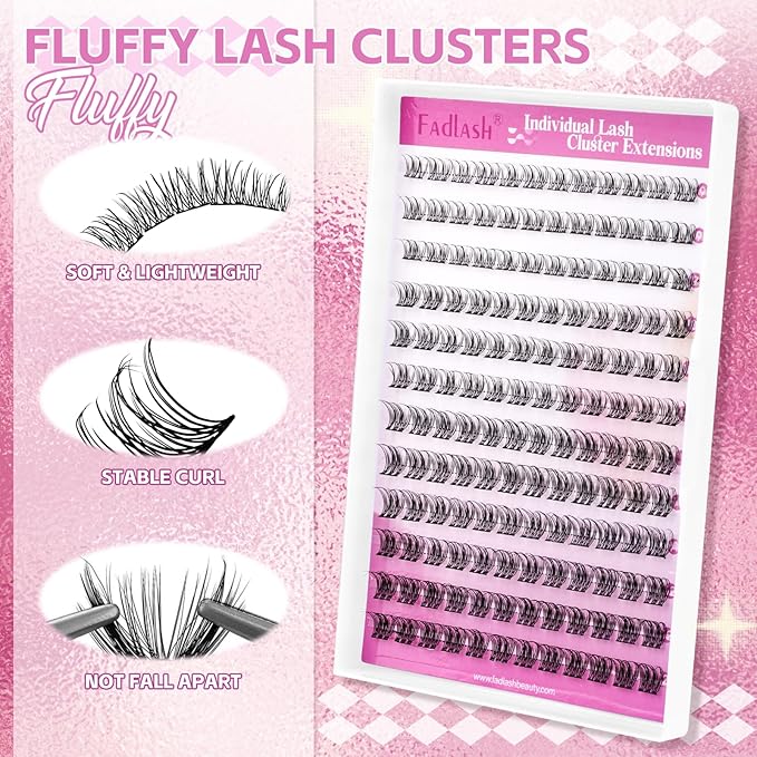 Natural Lash Clusters DIY Lash Extensions at Home Wispy Eyelash Extensions Individual Cluster Lashes 9-12mm Eyelash Cluster False Lashes by FADLASH (SLYW)