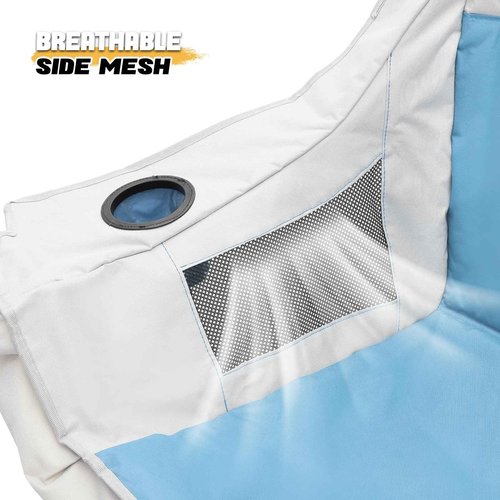 MoNiBloom Collapsible Double Camping Loveseat Chair Outdoor Beach Lawn Picnic Hiking Travel Portable Foldable Collapsible 2-Person Love Seat Camp Chair for Adults (Sky Blue and Light Gray)