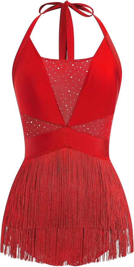 Rhinestone Fringe Bodysuit Women Tassel Latin Jazz Dance Costume Leotard Trapeze Artist Acrobat Costume Festival Rave Outfits