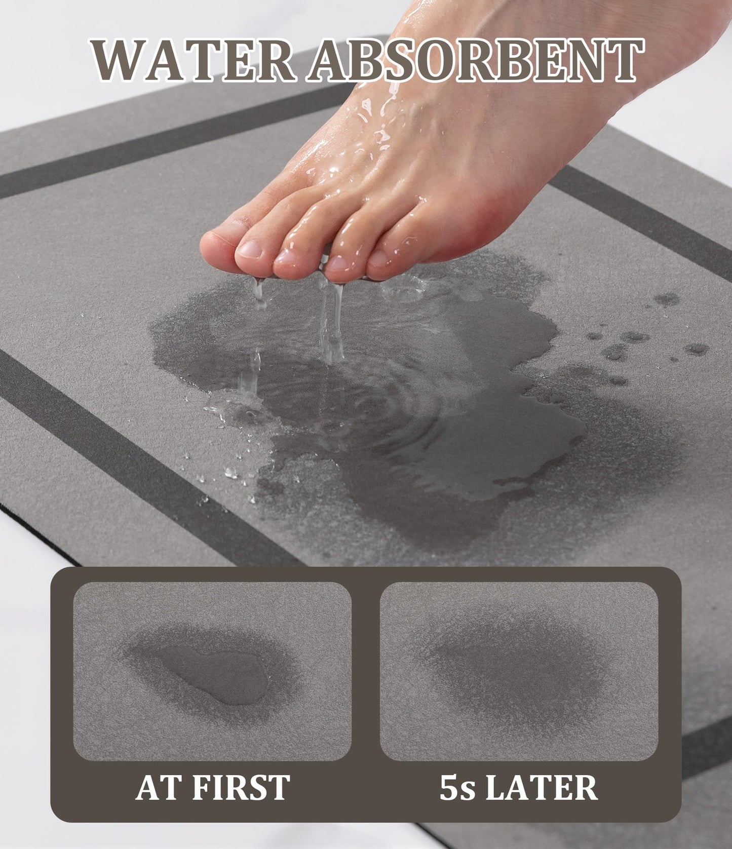 chakme Bathroom Mat Rugs 24x16, Ultra Thin Magic Mat Bath Rug Non Slip Bath Rugs Quick Dry Absorbent Bath Mats for Bathroom Floor, (Grey, 24"x16")