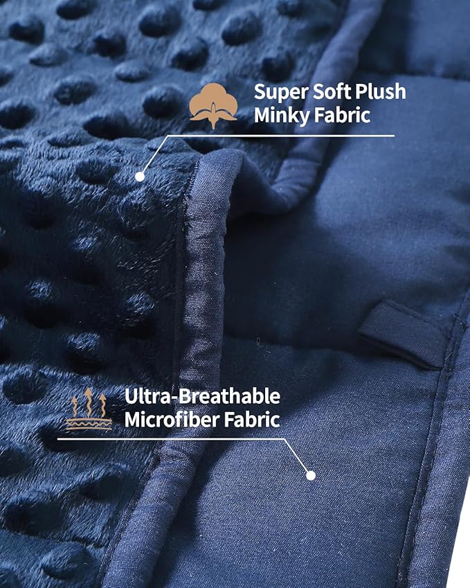 Mr. Sandman Weighted Blanket for Adults, Minky Heavy Blanket for Woman,Man Sleeping/Calm, Soft and Cozy Weighted Throw Blankets, Machine Washable, 80 x 87in, 15 lbs, Navy Blue