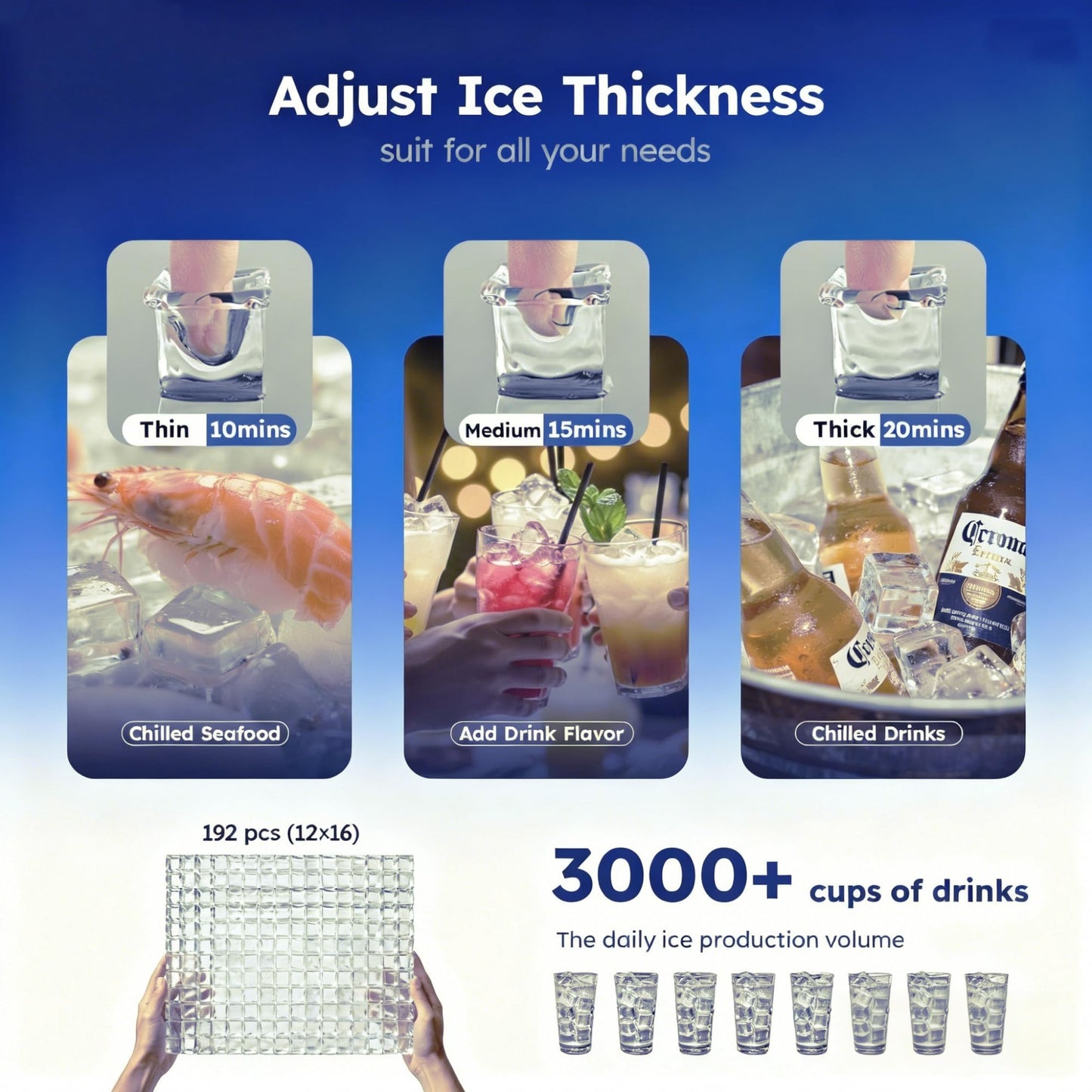 450 lbs/Day Commercial Ice Maker, Industrial Ice Machine with 250 lbs Storage Capacity, Auto-Cleaning Feature, Ice in 8-15 min, Ideal for Bar/Cafe/Restaurant