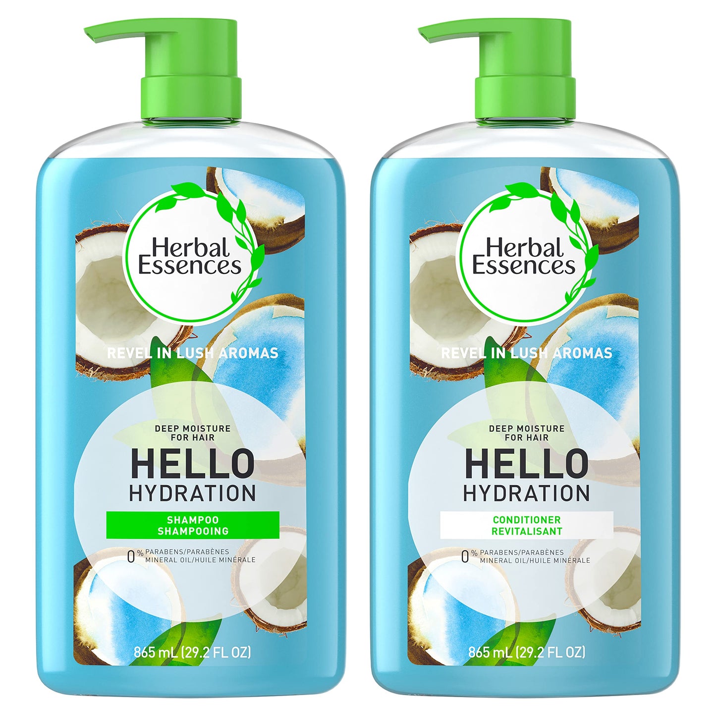 Herbal Essences Moisturizing Shampoo and Conditioner Set, Paraben Free, Hello Hydration, Safe for Color-Treated Hair, Coconut, B