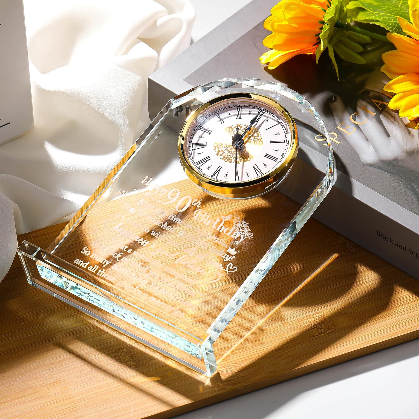 Happy 90th Birthday Quartz Clock Gifts for Parents, Grandpa, Gifts for Couple Women Men, 90th Birthday Presents for Grandma, 90 Year Old Birthday Keepsake Home Decor