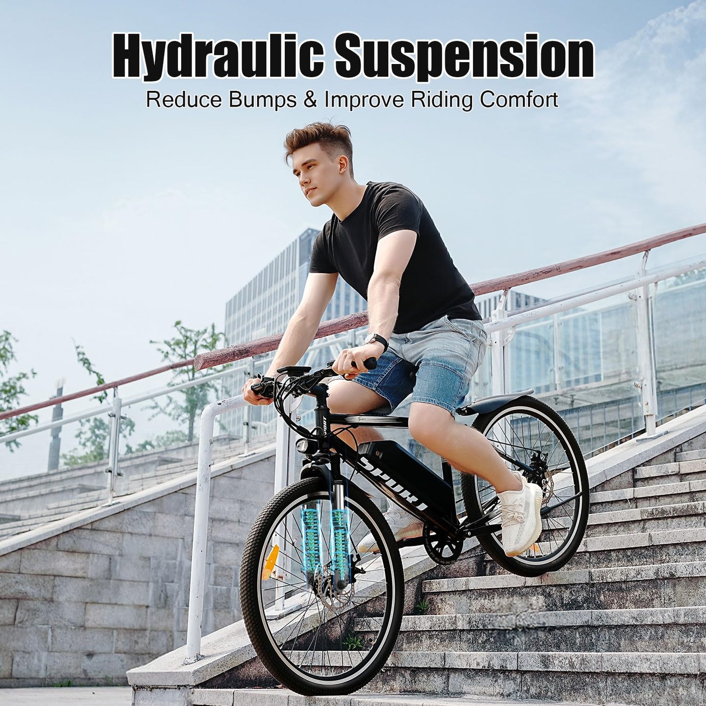 Electric Bike for Adults, 750W Motor, Up to 25 MPH 45 Miles, Removable Battery, 7 Speeds, 26" Electric Mountain Bike Comes with Bike Lock, Fender, Soft Seat Pad, UL2849