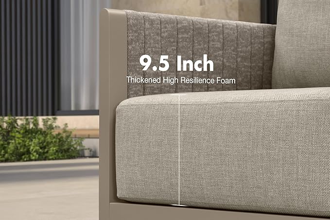 PURPLE LEAF Patio Furniture Set 10 Pieces Patio Seating with Ottoman Sofas Aluminum Furniture Outdoor Couch Sectional Set with Cushions and Aluminum Table Patio Conversation Sets Beige